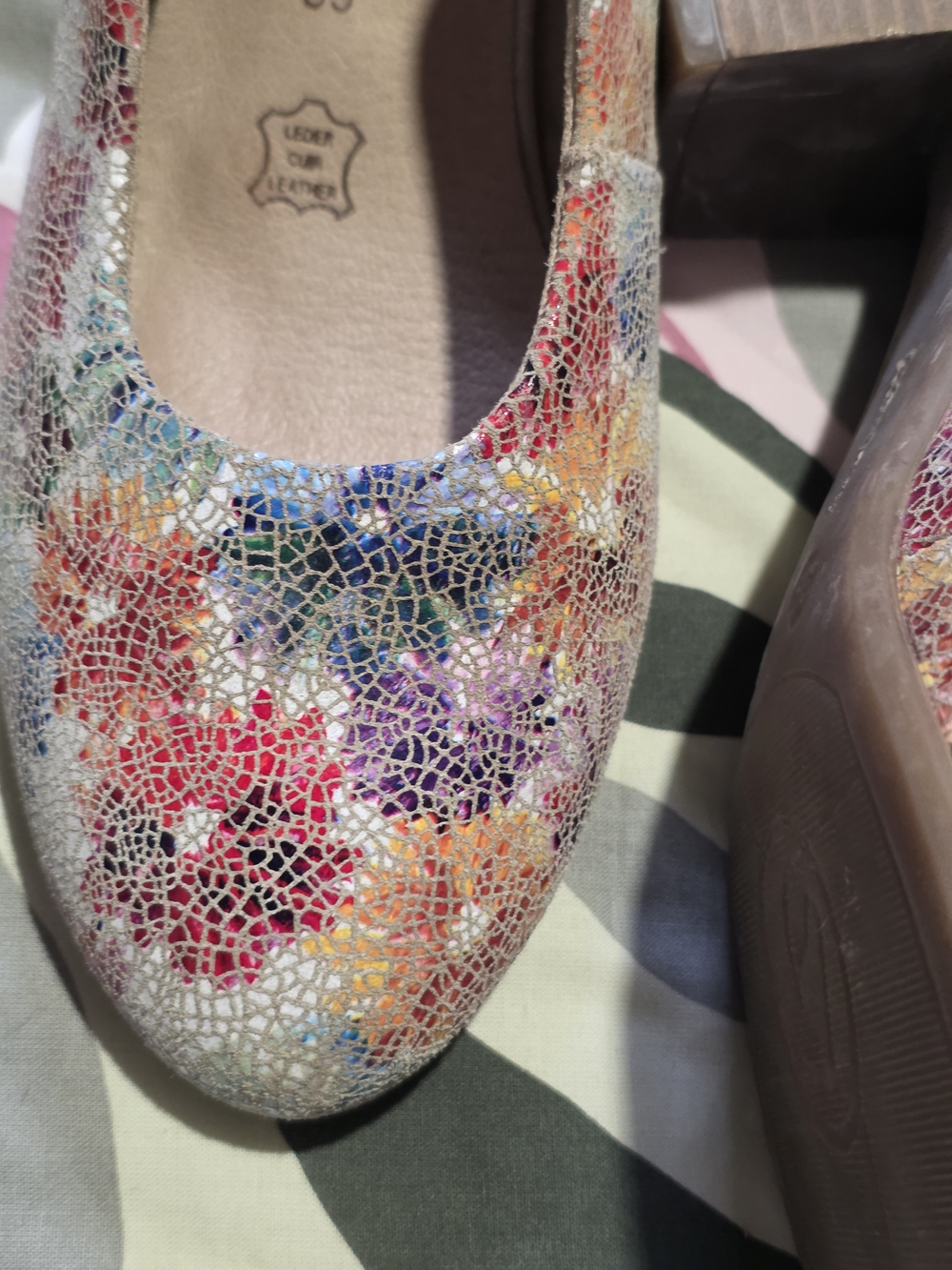 Remonte Black Slingback Wedge Sandals & Multicolor Floral Block Heel, Size 39 - Picture 8 of 8